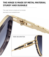 Lunettes de soleil rétro tendance pour hommes, monture pilote surdimensionnée, branches métalliques décoratives, anti-reflets, style décontracté