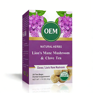 ชาสมุนไพรเห็ดหลินจือและกานพลู OEM บำรุงสุขภาพกระเพาะอาหารและสมอง อาหารเพื่อสุขภาพ เกรด 20  บรรจุ 20 ซองชา ได้รับการรับรองมาตรฐาน CGMP น้ำหนักสุทธิ 50 กรัม - Product Image 1