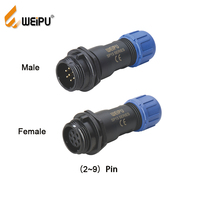 Weipu-Connecteur mâle femelle étanche IP68, cordon de rallonge en nylon PA66, 2P, 3P, source d'alimentation