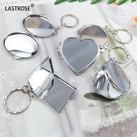 Haute qualité Sublimation blanc métal poche Compact miroir porte-clés cosmétique Mini porte-clés miroirs de maquillage pour femmes filles