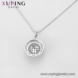Xuping-collar con colgante plata de primera ley moneda para mujer, collar, Gargantilla, plata esterlina 45553, flor hueca, color rodio