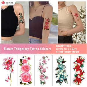 Nouveauté 2026 – Autocollants de <span class=keywords><strong>tatouage</strong></span> temporaire personnalisables et imperméables pour femmes, motif fleur de <span class=keywords><strong>rose</strong></span> longue durée, décoration corporelle artistique - Product Image 2