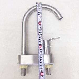 Stainless Steel Double Hole <b>Basin</b> Faucet <b>Single</b> Handle Deck Mounted Minimalist Hot Cold Water <b>Tap</b> - Product Image 1