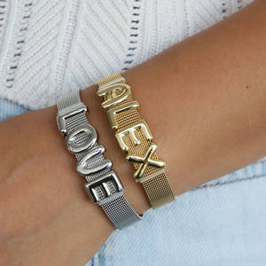 <span class=keywords><strong>Nome</strong></span> personalizzato personalizzato placcato in oro delizia scorrevole Slider amicizia lettere di smalto iniziale Charm braccialetti donne - Product Image 5