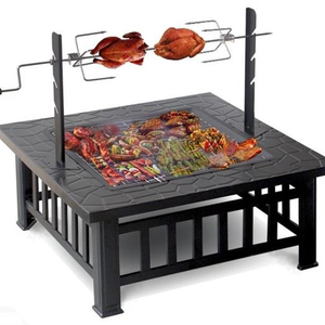 Outdoor <b>Garden</b> 34 Inch square Steel Moon Star Pattern Charcoal <b>Wood</b> Fire Pit - Product Image 1