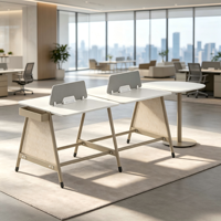 Système de poste de travail flexible pour bureau, bureau partagé pour 2, 4 ou 6 personnes avec table de réunion ronde, mobilier de bureau moderne