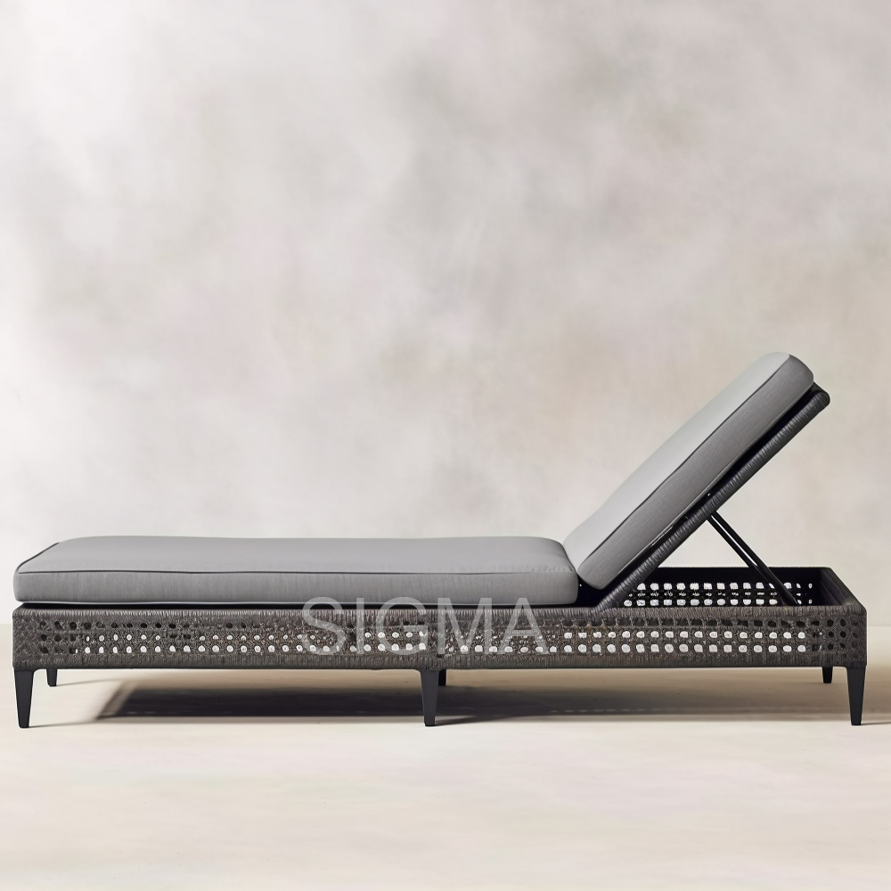 Factory Design Outdoor Rope Weaving Daybed Aluminum Luxury Sunbed Garden Leisure Lounger Pool Side Furniture