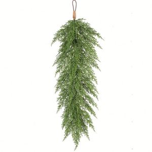 Sapin de Noël artificiel suspendu de style classique de 90cm, pin de Norfolk, décorations de flocage blanches murales à l'envers en PE - Product Image 2