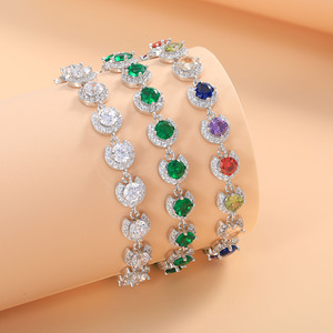 Pulsera de Cristal con Piedras Micro Pavimentadas de Colores, Diseño Redondo, Joyería para Uso Diario - Product Image 2