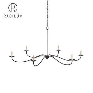 Lampadario Vintage Stile Fattoria, Lussuoso per Villa e Sala da Pranzo, 6 Luci, Ottone Annerito, Bracci Curvi, Stile Candela, Lampadario Pulpo - Product Image 1