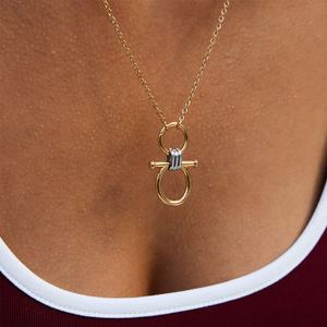 Parure de bijoux de créateur anti-ternissement en acier inoxydable de luxe, style coréen, avec collier mors de cheval en or 14k 18k, pour femme - Product Image 5