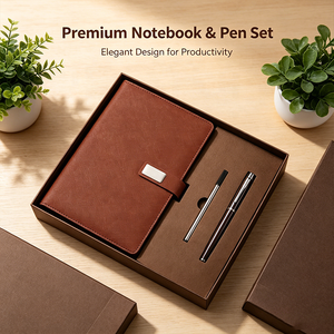 Ensemble de luxe personnalisé en cuir PU, cuir souple au toucher de la peau, ensemble de bloc-notes A5 pratique pour le bureau, journal avec stylo pour les entreprises - Product Image 6