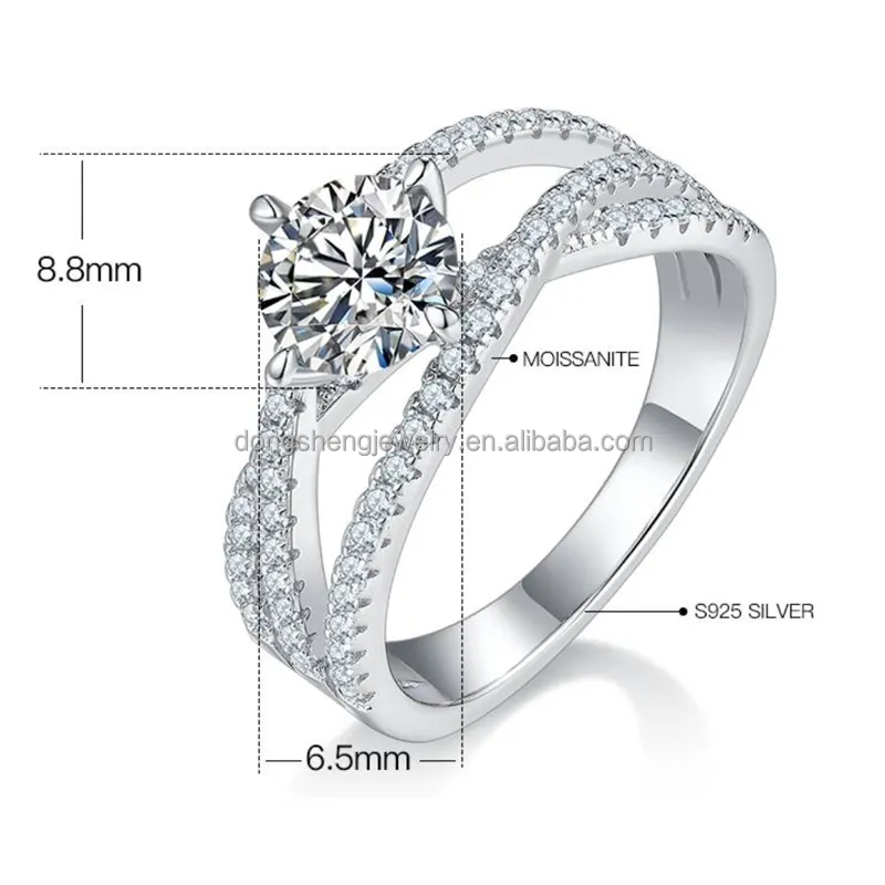 Fine Jewelry Women 14k 18k Yellow Gold Eternity Rings Wedding Gemstone Band Ring Round Cut Moissanite Engagement Diamond Ring
