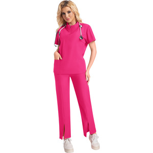 Women Hospital <b>Scrub</b> Set Moisture Wicking Split Uniforms For Medical Work Wear Size S XXL - Product Image 4