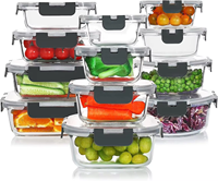 Stockage en verre borosilicate, boîtes à lunch Bento sans BPA, ensemble de récipients de préparation de repas en verre avec couvercles