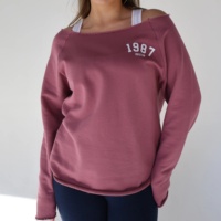 Maßgefertigter Bestickter Damen-Baumwoll-Oversized-Pullover Hoodie Strick-Designer-Rundhalspullover Unisex-Set Individualisierung mit Logo