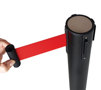 Barrière de file d'attente rétractable noire avec logo imprimé sur la sangle, 2 mètres, 3 mètres, 5 mètres