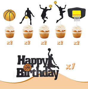 Personnalisé jouant au basket-ball sur le thème MVP <span class=keywords><strong>Dunk</strong></span> papier gâteau toppers cupcake toppers pour hommes femmes filles garçons anniversaire jeu fête décor - Product Image 6