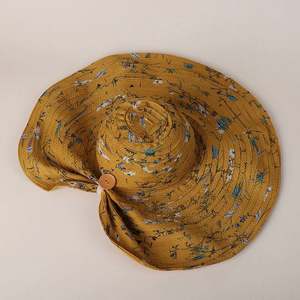 2025 New Arrival Summer Women Girl Floral Print <b>Floppy</b> Crown <b>Sun</b> <b>Hat</b> Casual Travel Beach Trendy Wide Brim Foldable <b>Sun</b> Visor <b>Hat</b> - Product Image 1