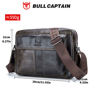 Bolso Mensajero BULL CAPTAIN para Hombre, de Cuero Genuino de Primera Capa, Clásico, para Negocios, Bandolera, para el Trabajo y Uso Diario - Product Image 5