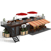 Restaurant préfabriqué de luxe de 40 pieds, design de bar-restaurant de 20 pieds pour une utilisation en extérieur avec des matériaux en acier et en panneaux sandwich