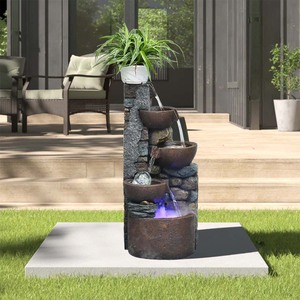 <span class=keywords><strong>Fontaine</strong></span> d'extérieur Fontaines de table à 4 bols avec un petit pot en plastique pour faire pousser <span class=keywords><strong>la</strong></span> plante <span class=keywords><strong>par</strong></span> vous-même (arrosage automatique) - Product Image 3