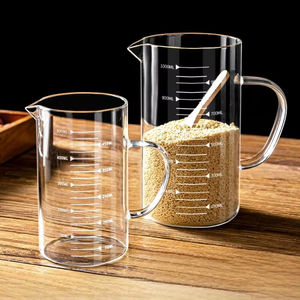 Tasse à mesurer en verre avec graduation et poignée, bécher résistant à la chaleur, haute teneur en borosilicate <span class=keywords><strong>de</strong></span> qualité alimentaire, grande capacité - Product Image 1
