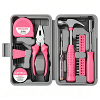 Ergonomisch Ausgewogenes 24-teiliges Rosa Heimwerker-Werkzeugset für Frauen und Mädchen, Leichtes Multifunktionales Handwerkzeug-Set in Box