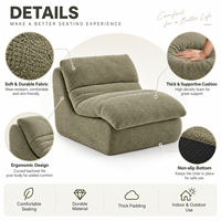 Canapé compact vert en chenille, une place, dossier ergonomique profilé, rembourrage moelleux, base antidérapante, emballage sous vide compressé