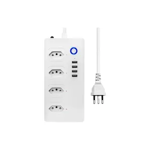 10A Tuya wi-fi/Zigbee/Matter智能BR电源扩展插座，带4个插座，4个USB端口，可与Google Home Amazon Alexa配合使用