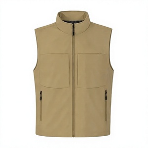 Veste d'hiver matelassée unisexe légère, coupe-vent, écologique, mince, sans manches, fermeture éclair intégrale, col montant, multi-poches, décontractée - Product Image 1