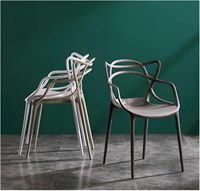 Fauteuil de salle à manger moderne empilable ergonomique en plastique PP emmêlé pour bureau chambre patio cour
