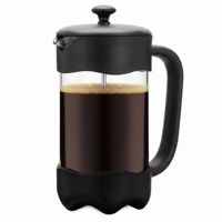 Gıda Sınıfı Toksik Olmayan Plastik Dış Gövdeli Daire Oturma Odası Küçük Alanlar İçin Isıya Dayanıklı Cam Kamp Kahvesi French Press