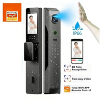 Serrure de porte intelligente entièrement automatique Tuya avec caméra CatEye, reconnaissance faciale 3D, empreinte digitale, pour porte en aluminium ou en bois, extérieur