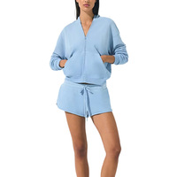 Ensemble deux pièces décontracté pour femme : sweat à capuche zippé et short, coupe ajustée, style streetwear, vente en gros, personnalisation OEM