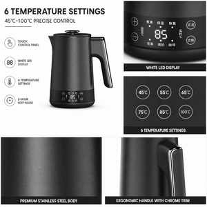 Factory Price 1.7L Portable Kettle With Digital Display 304 Stainless Steel for Home Use Water Boiler Kettle Factory Pr - Product Image 5
