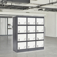 Casier métallique moderne multifonctionnel à 3 portes, résistant à l'humidité, assemblé, avec serrure à clé, pour écoles et studios
