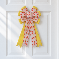 Ruban décoratif jaune superposé à motif carotte rose pour la Pâques, idéal pour les présentoirs de fête du Lapin, les accents de paniers - Vente en gros