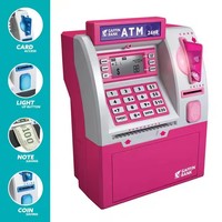 Tirelire en plastique DIY en forme de boîte rouge/noire pour petites filles, machine ATM électrique de simulation de princesse, jeux de fête