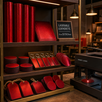 Feuilles de similicuir holographique rouge 12x24 pouces, à graver en noir, pour accessoires Y2K, équipement de jeu et décorations de fêtes