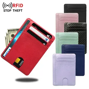 8 Pockets Multi slot portable PU leather credit card case with multiple colors and custom logo, anti magnetic RFID card case