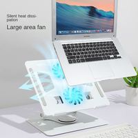 Support pour ordinateur portable réglable en métal, rotation à 360 degrés, support de refroidissement pour ordinateur portable, support pliable pour ordinateur portable, hauteur réglable avec ventilateurs intégrés USB