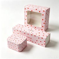 Custom Printed Biodegradable Recycled Materials Paper Gift Box Clear PVC Window Custom Logo Heart Pattern Packaging for Cookie