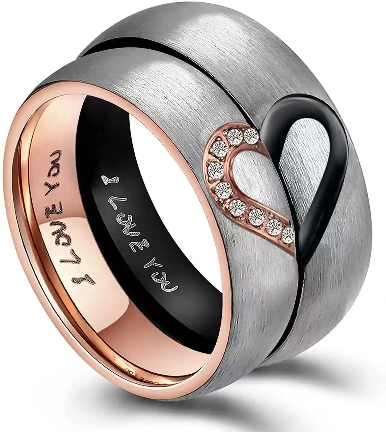 Wholesale Custom Stainless Steel Couple Rings Rose Gold Plated Rings couple ring for lovers