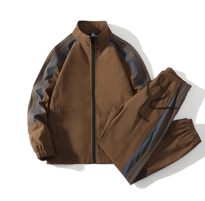 Completi Casual da <span class=keywords><strong>Uomo</strong></span> Antivento in Tessuto Stampato a Righe per Primavera Autunno, <span class=keywords><strong>Abbigliamento</strong></span> <span class=keywords><strong>Termico</strong></span> Traspirante Tinto in Capo - Product Image 2