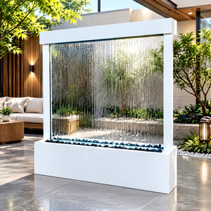 Fontaine murale à eau silencieuse avec verre trempé et LED RGB personnalisables pour la décoration intérieure de café - Product Image 1