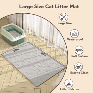 SITABI Alfombrilla Grande de Silicona <span class=keywords><strong>para</strong></span> Arena de Gatos - 34"x22" Impermeable y Antiderrames, Diseño de Panal de Abeja de Doble Capa <span class=keywords><strong>para</strong></span> Evitar la Dispersión - Product Image 5
