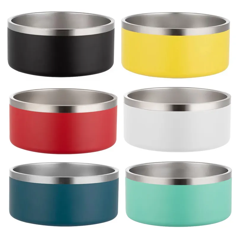 Wholesale round cat basin double vacuum custom dog food stainless steel dog bowl
