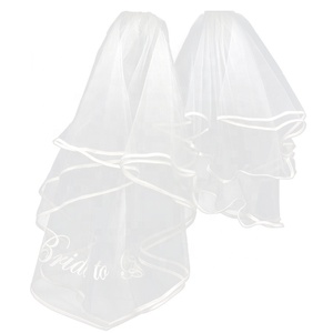 Velo da sposa a due strati bianco lungo per le spose elegante decorazione di nozze - Product Image 4