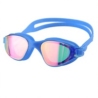 Lunettes de natation pour adultes en gros, monture large, grand champ de vision, étanches, en silicone électroplaqué